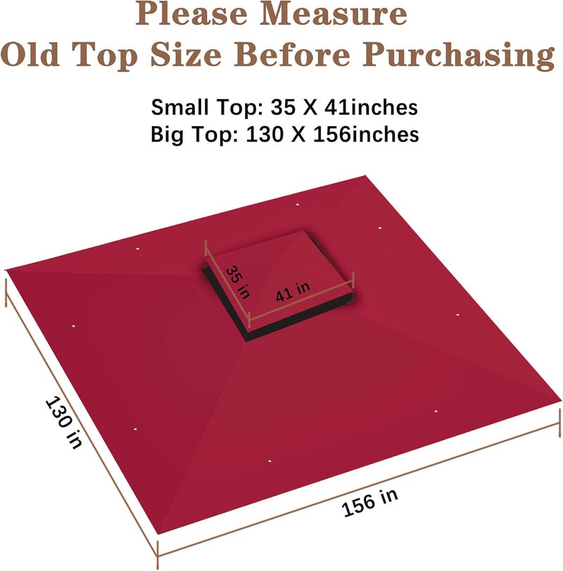 SCOCANOPY Replacement Gazebo Canopy for 10 x 12 Regency II Patio Gazebo Model L-GZ798PST,A101004104,A101004105,(Burgundy) - Image 5